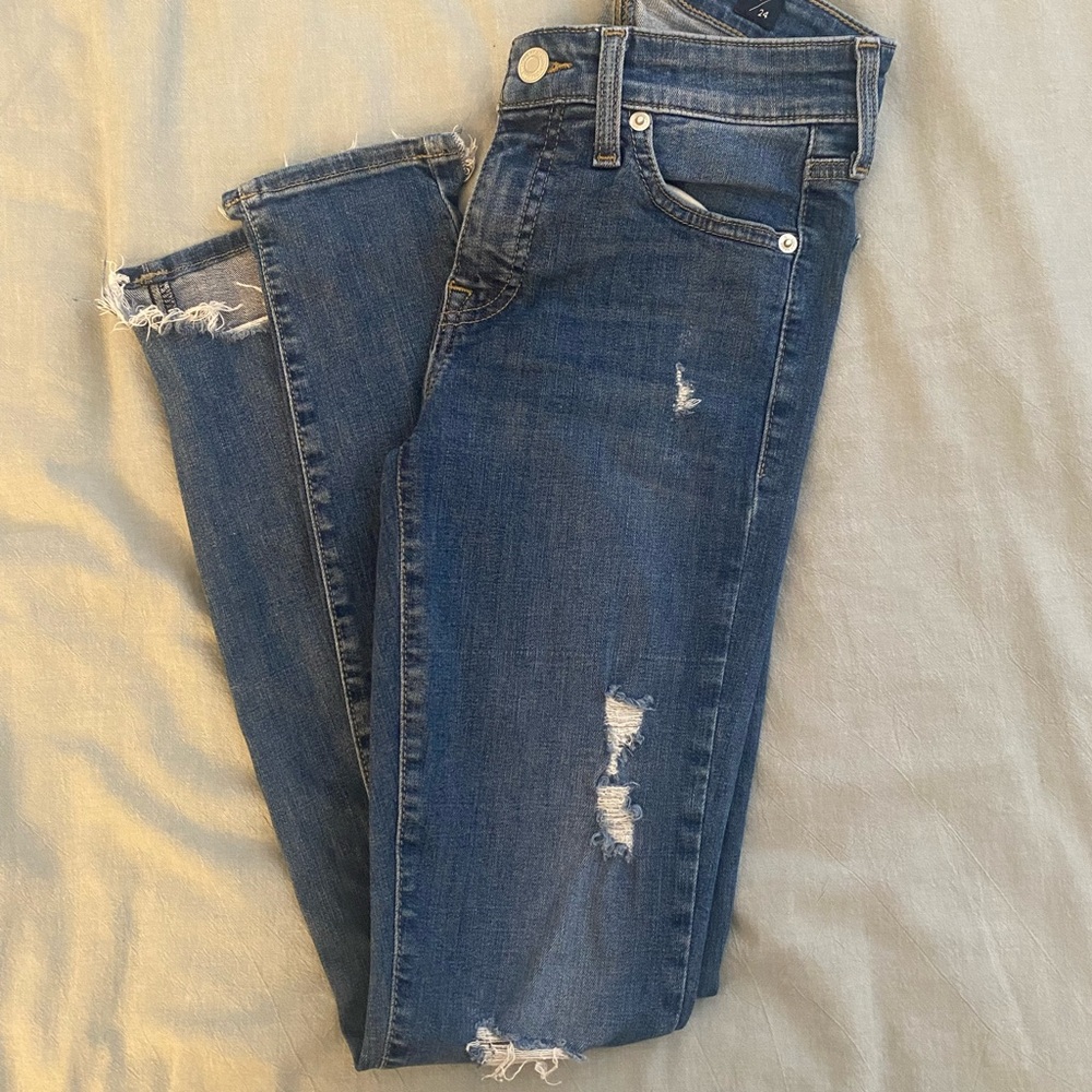 Lucky Brand Blue Skinny Distressed Jeans